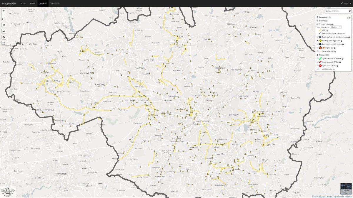 Map showing #Beelines network planning output.