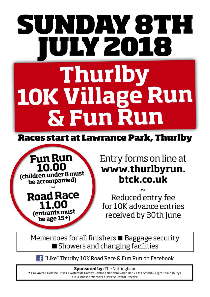 Still time to enter the #Thurlby10k and #Fun #Run. Go on, you know you want to 🏃‍♂️😊