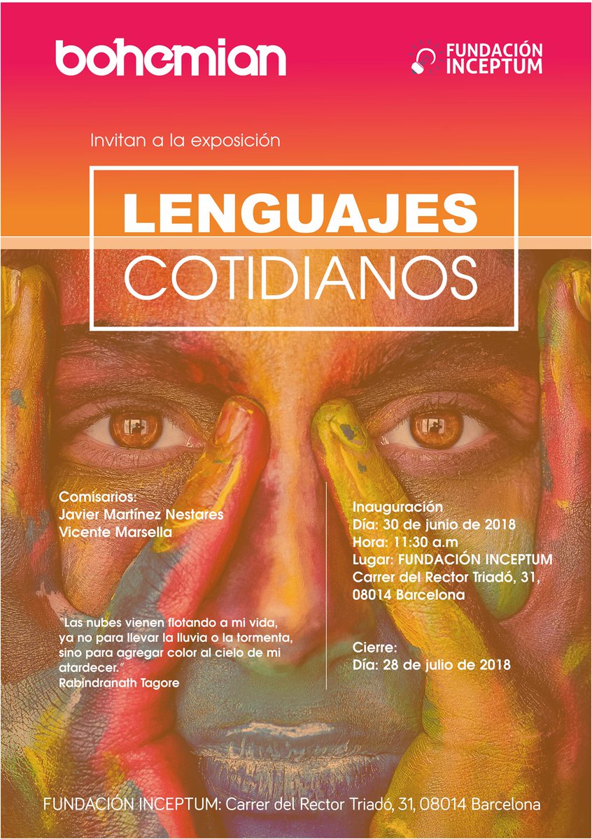 Exposición Lenguajes Cotidianos, en la Fundación @InceptumCC , comienza el día 30 de junio a las 11.30 h, #Arte #Cuadros #Pintura #Pintores #Inceptum #CRelaciones #RudolfHelmbrecht Åuspicia @C_Relaciones <a href="/Helmbrecht_R/">Rudolf Helmbrecht.·.</a> @vivianfrancos #ArteLatino #Barcelona