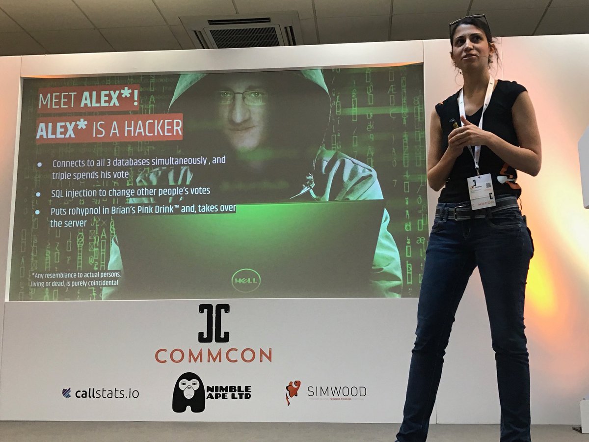 ⁦<a href="/alexkinch/">Alex Kinch</a>⁩ appears in ⁦@MiraZoiper⁩ presentation - ‘How to solve the problem with Alex in #DangerousDemos’ at @CommCon2018