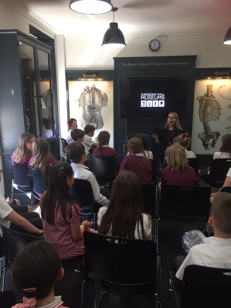 SchoolBroughton's tweet photo. Primary 4-7 had a fantastic trip to @surgeonshall museum on Monday. We learned about surgery in the past and how people 400 years ago would have performed an operation! Thank you to @surgeonshall, our parent helpers and children for representing our school beautifully #CFE https://t.co/TdP6Y6ZnDO