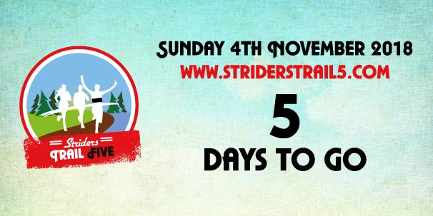 StridersTrail5's tweet image. 🏃‍♂📣 STRIDERS TRAIL 5 📣🏃‍♀
Our Striders Trail 5 is back for its 4th year. Taking in the beautiful surroundings of Sankey Valley and Carr Mill Dam. Entries open this Sunday 1st July. Let the countdown begin!
Find out more at striderstrail5.com