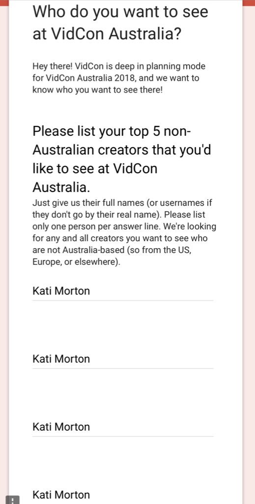BillyHawkins_au's tweet photo. Play your part Kinions!! Follow the link to vote. Help us get @KatiMorton back to @vidcon Australia. She’s making a BIG dint in the universe and we want her back again. https://t.co/psMyZfCWFX
#kinion #vidcon #vidconau #vidconaus #katimorton #mentalhealth #depression #australia https://t.co/h7zck6ppME