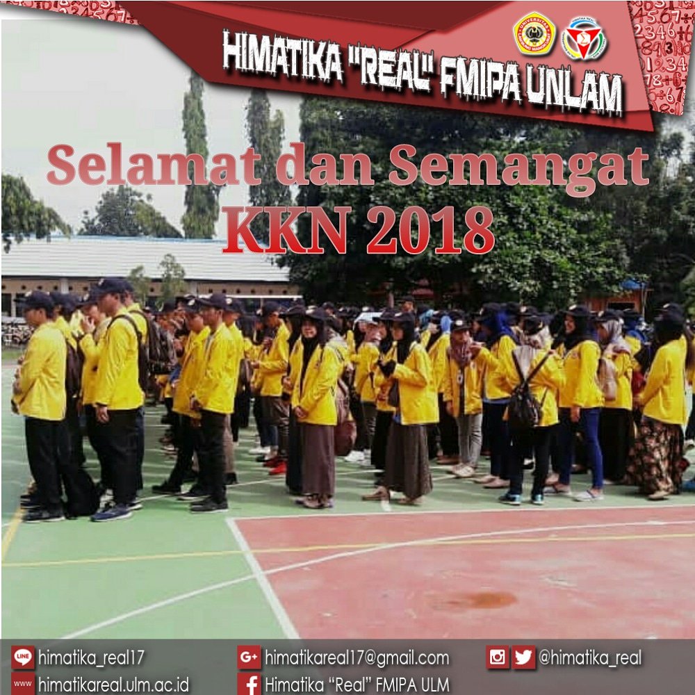 Selamat dan semangat untuk mahasiswa matematika yang melaksanakan KKN 2018
.
.
[Departemen Media dan Informasi]
.
.
.
#Himatika”REAL”
#Crewofhimatika
#Pengurus2018
#kabinetmetamorfosa
“Berjuta Rasa Bersatu Asa"