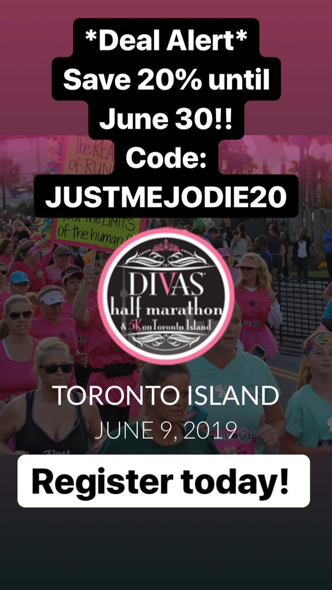 justmejodie's tweet photo. I know itβs just under a year away, but why not sign up now for some huge savings?! #RunLikeADiva #Toronto #Calgary #RunChat #WalkOrRun #BeADiva #SignUp #Women https://t.co/VhxgXfdfpk