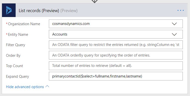 cosmanja's tweet image. Understanding the Expand Query in the Dynamics 365 List Records connector - Part 2 #MSFTDynamics365 #MSDyn365 #Dynamics365 #MicrosoftFlow cosmansdynamics.com/2018/06/27/und…
