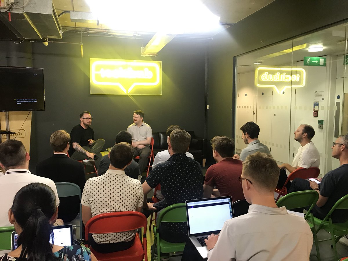 Last session before lunch and mentoring is a fireside chat with <a href="/StarlingBank/">Starling</a>’s <a href="/jasonmaude/">Jason Maude</a> sharing awesome insights about his journey and Starling’s engineer driven culture! 🤓🔥
