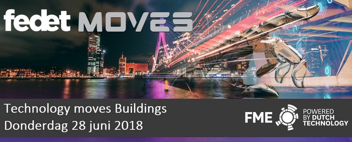 Morgen spreken op het event Technology Moves Buildings! Georganiseerd door de <a href="/FME_NL/">FME</a> en <a href="/Fedet_NL/">Fedet</a> (Federatie Elektrotechniek). Locatie is het @CirclNL paviljoen op de <a href="/ZuidasAmsterdam/">Amsterdam Zuidas-Zuidasdok</a> . Kom ook! #technology #buildings