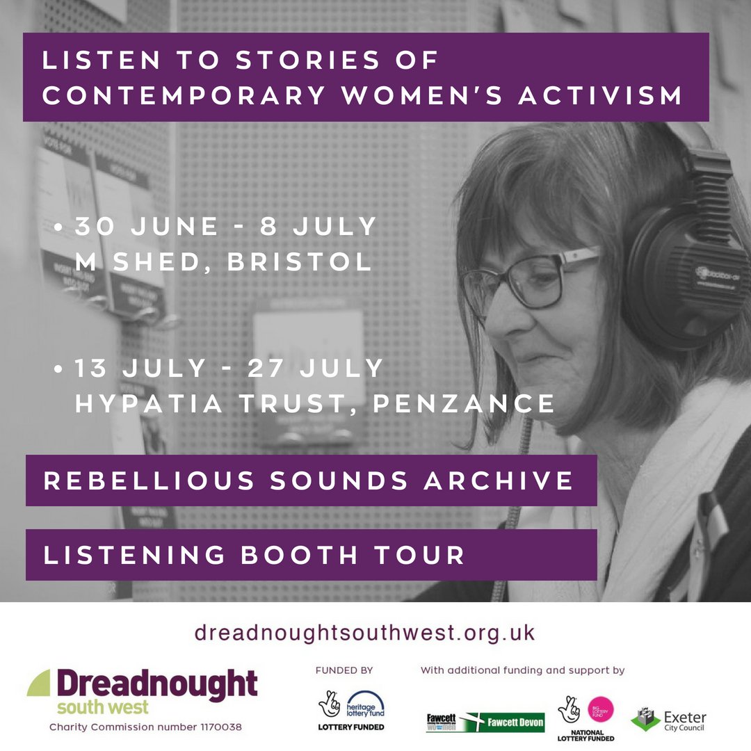 Coming up for the #hlfsupported Rebellious Sounds Archive Listening Booth over the next month: <a href="/mshedbristol/">M Shed</a> from Saturday for 8 days, then to the other side of the region in Penzance from the 13th July at <a href="/hypatia_trust/">The Hypatia Trust</a>. Come and listen to its wonderful &amp;, inspiring stories.