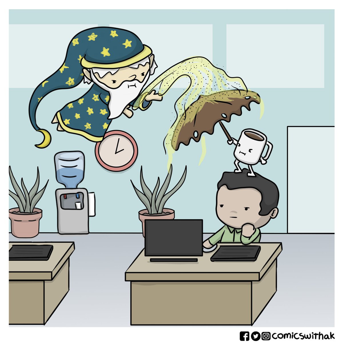 comicswithak's tweet photo. The afternoon struggle illustrated. #sandman #coffee #afternoonslump https://t.co/SnNUYVT9wk