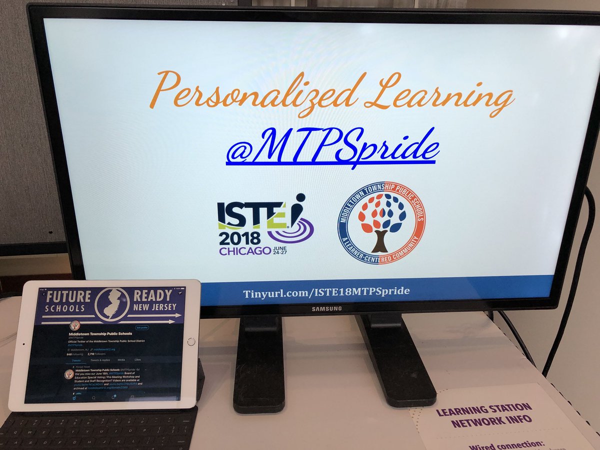 dalstonEDU's tweet photo. Starting in 30 minutes, visit me to learn about #PersonalizedLearning @MTPSpride: 8-10AM, Level 3, Skyline Ballroom, Table 10. Topics: Collaborative #Leadership, #FutureReadyNJ Indicators & Framework, & Celebrating Student Success #brandEDU. #ISTE18 #MTPSpride #digiposter https://t.co/aBZN77CMAz