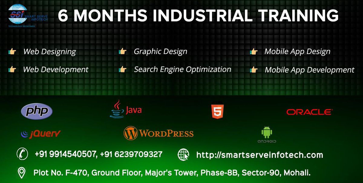 smartserveinfo's tweet photo. Choose a right Training makes a student's future. Smart Serve Infotech is best institute for industrial training. It provides best 6 Months Industrial Training in Mohali for https://t.co/5vdnlrgmr9 MCA/ MSC(IT)/DIPLOMA students. Feel free to call us on 06239709327, 09914540507. https://t.co/M4BXWW2tDK