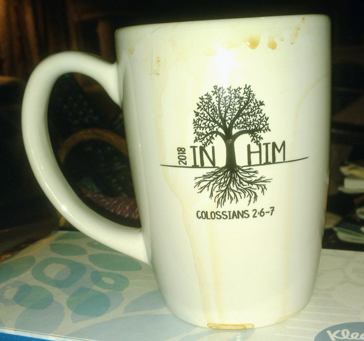 Scottwho62's tweet photo. I was reading today's passage for #InTouchMin devotion, Colossians 2:1-8 when I glanced down at the mug I was drinking coffee from. God once again revealing His presence to man in today's world. https://t.co/CKV36R84nZ