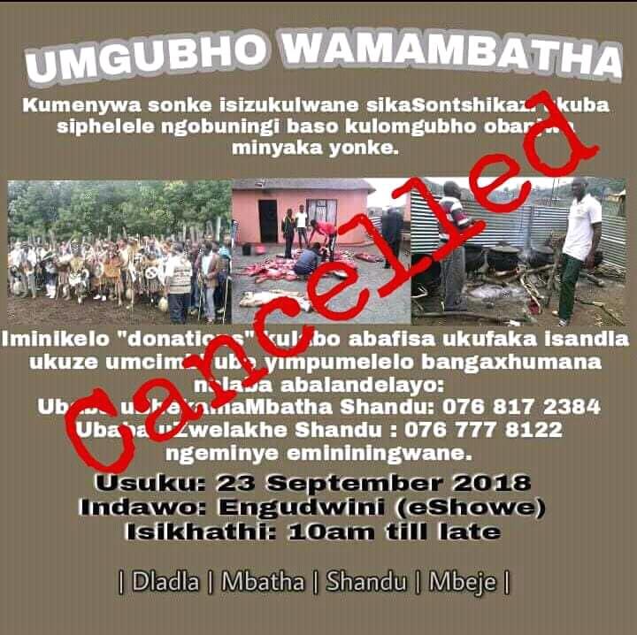AHS_Family's tweet photo. Change of plans. Nceseni maMbatha, please help share among the clan. #Sontshikazi #Shandu #Dladla https://t.co/wogeR2hATC