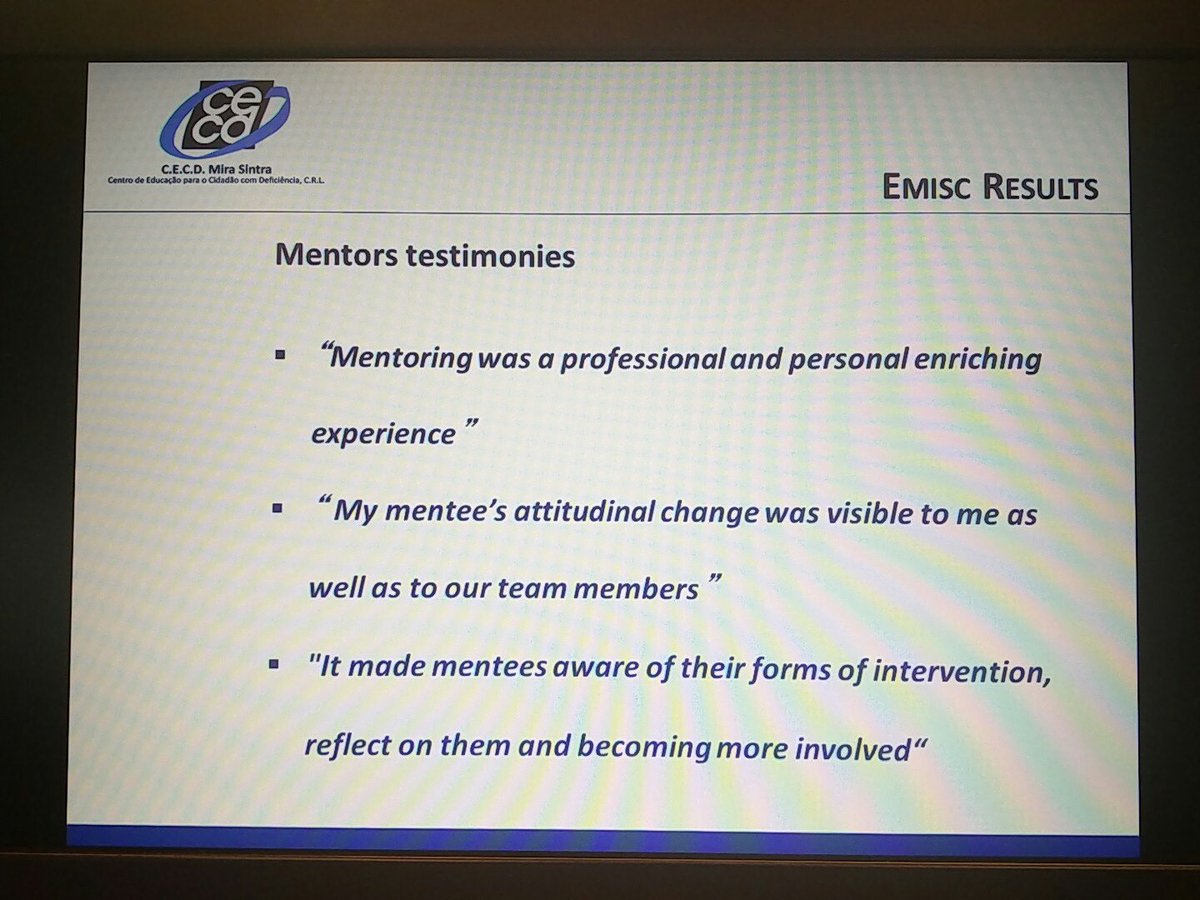 ThomasBignal's tweet photo. Learning lots from @EASPD_Brussels #EMISC project which demonstrates that staff #mentoring is very effective in improving quality of social services. Also improves jobs for staff who view mentoring as an "enriching experience" https://t.co/XFH3xVmFLa