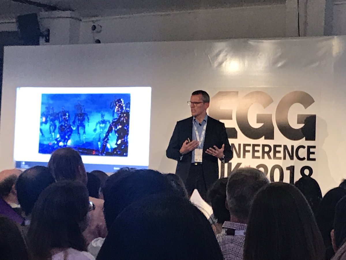 I_am_A's tweet photo. #ai = Rise of the robots? Not quite but the use of AI is only limited by your imagination. So if that’s what you want to imagine... or is that fear? #egguk2018 https://t.co/rqloqQJRfe