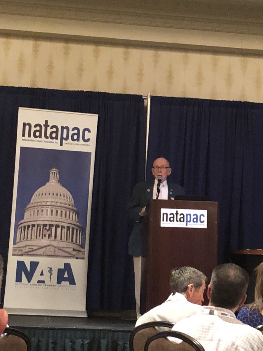 SEATA9's tweet photo. Listening to longtime @NATA1950 member and @SEATA9 Hall of Famer Lindsy McLean discuss the profession and changes during his 59 years of membership. #NATA2018 #ATgoals #NATAPAC https://t.co/NA8j510i9r