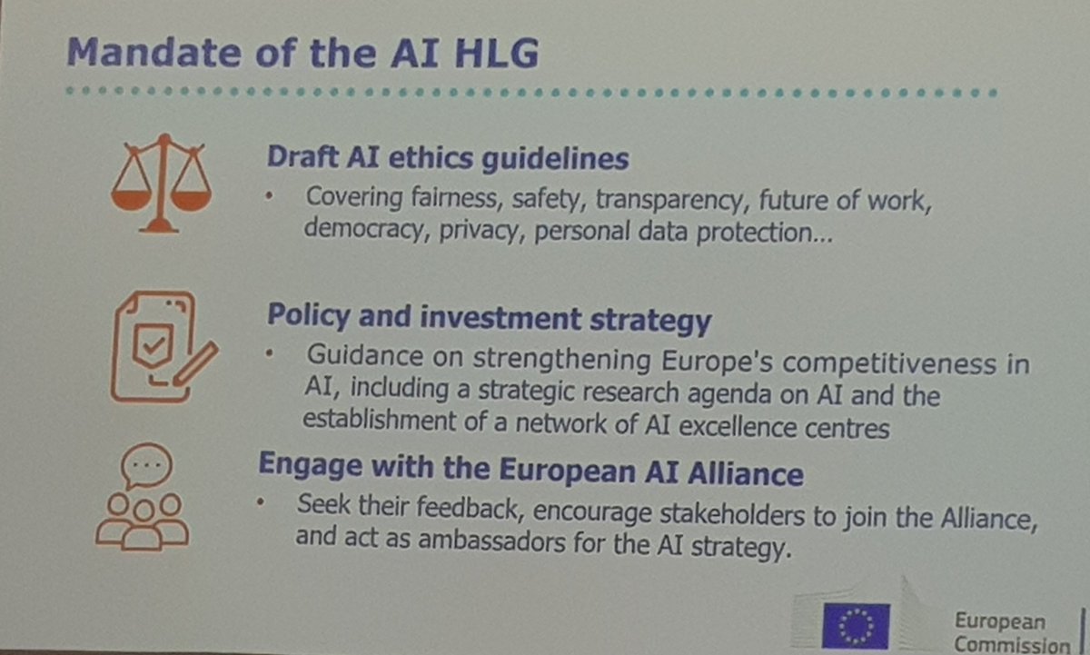 Riches échanges autour de l'#IA dans le groupe d'experts <a href="/EU_Commission/">European Commission</a> >> ec.europa.eu/digital-single… 
Pour contribuer >> ec.europa.eu/digital-single… @DSMeu <a href="/DG_Connect/">DG Connect</a>