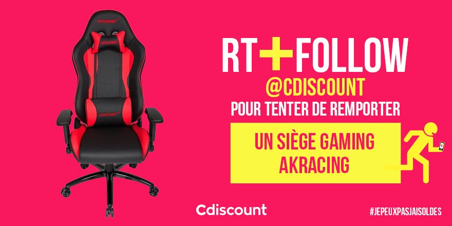 🎁 #Concours #JePeuxPasJaiSoldes

👌 À gagner pour les #Soldes: Siège Gaming Akracing  👉bit.ly/2KsnUDF

🔸 Pour tenter votre chance : 
RT + FOLLOW <a href="/Cdiscount/">Cdiscount</a>

☑️ TAS 04/07

Règlement : bit.ly/2yPwU10