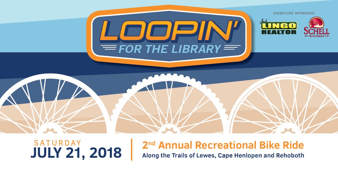 Want to sign up for our July 21st Loopin' for the Library bike ride? Click here: register.chronotrack.com/r/40220. #netDE #lewesde #lewespubliclibrary #LoopinLewes #RideForReaders