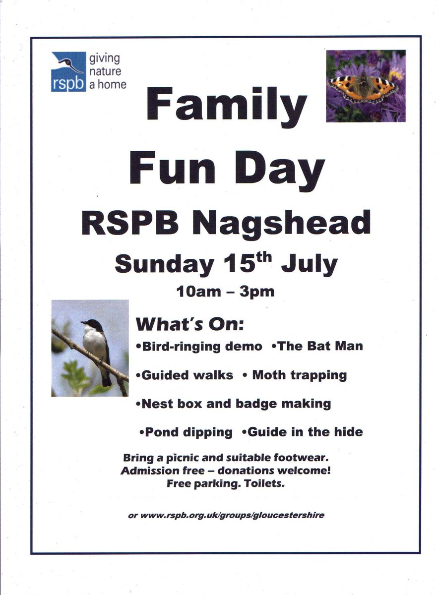 Here's a date for your diary. We are holding a family events day at Nagshead RSPB reserve in Parkend, Glos. on 15th July between 10 and 3 (dip in as suits). See poster for wildlife events.