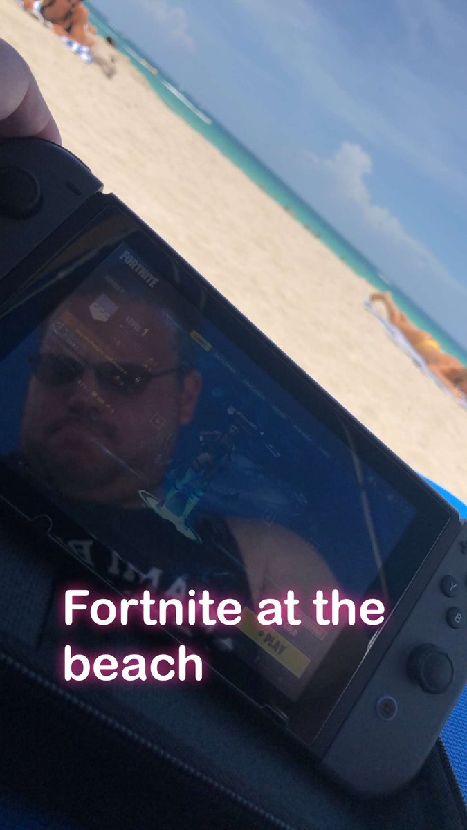 Skroob62's tweet photo. Playing fortnite at the beach @NintendoAmerica @EpicGames on the Nintendo switch #Nintendo #Fortnite #NintendoSwitch #beachlife https://t.co/nHqrn4GWEL