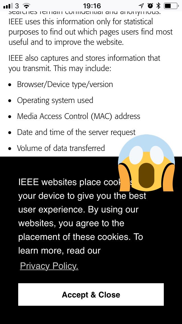 IEEE PRIVACY POLICY “we collect browser info, MAC address, OS info...”