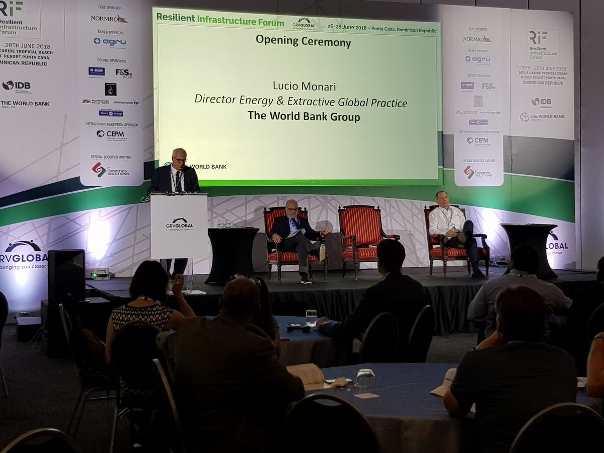PnyxLtd's tweet image. #RIF18 Opening Ceremony underway with Conf Chair &amp;amp; @GRVGlobal Advisory Board Member, Prof. Jamal Saghir former World Bank Director, with Lucio Monari @WBG_Energy stressing #resilience "So we don't lose in 1 day, what took years to build" &amp;amp; Keynote from @micohugo @the_IDB @el_BID