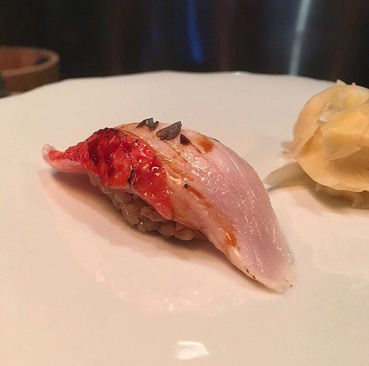 A throwback to a consistent guest favorite: Kinmedai: Golden-eyed Snapper with Black Salt.