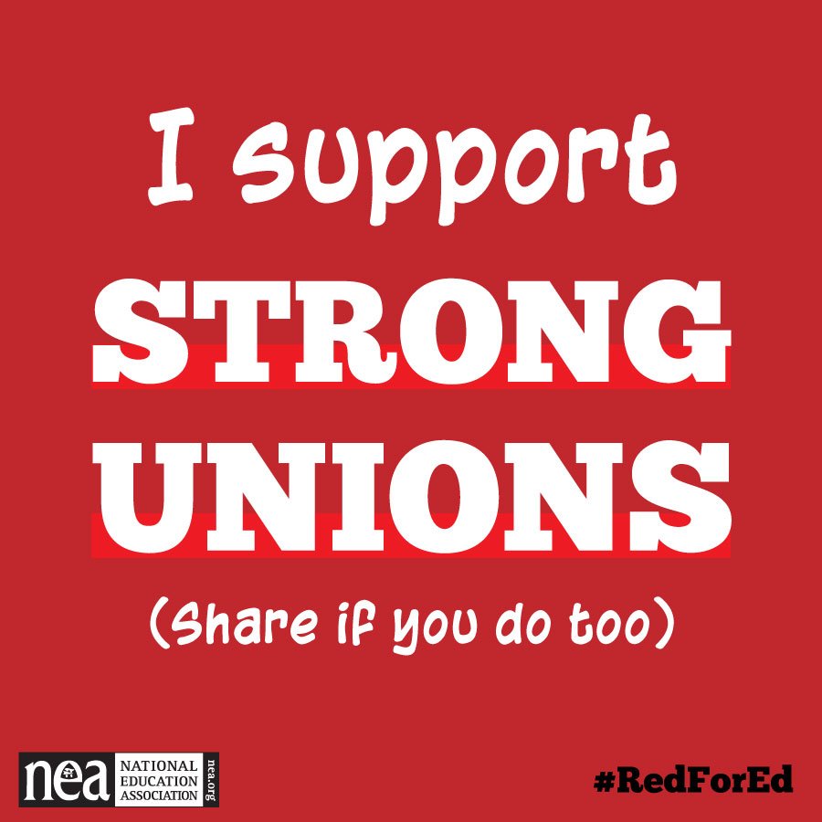 NEAToday's tweet image. BREAKING: #SCOTUS rules on #Janus, turns its back on American workers—educators, nurses, firefighters, police officers, and public servants. Share this graphic to show your support for #unions and pledge your support for #RedForEd 👉 bddy.me/2IwKfuS . #UnionStrong #1u