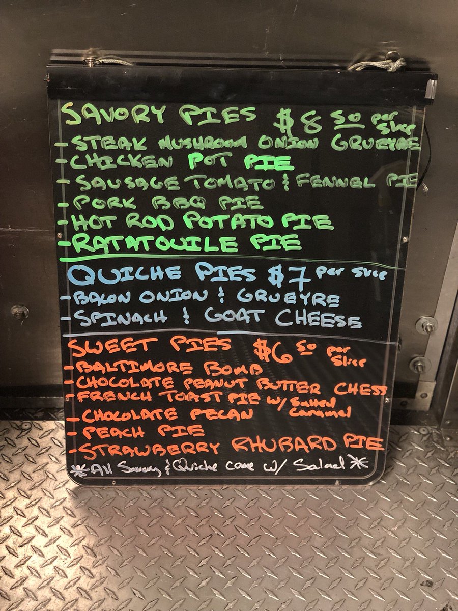 ThePieTruckDC's tweet photo. Menu Aboard Truck 1 At Capitol South Metro! Window Opens At 11! Come Get Some! #CapSouth #PieStyle #GoodEats https://t.co/sC8PKruE53