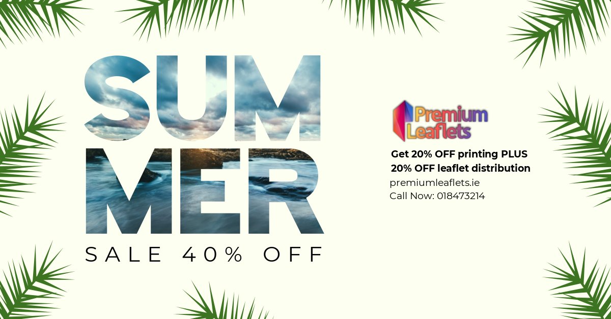 premiumleaflets's tweet image. Irish Heatwave? Get a refreshing deal for your business and cool down!

Get 20% Off printing PLUS 20% Off leaflet delivery from Premium Leaflets and refresh your business marketing.
Call (01) 847 3214 or visit: premiumleaflets.ie
#heatwave #marketing