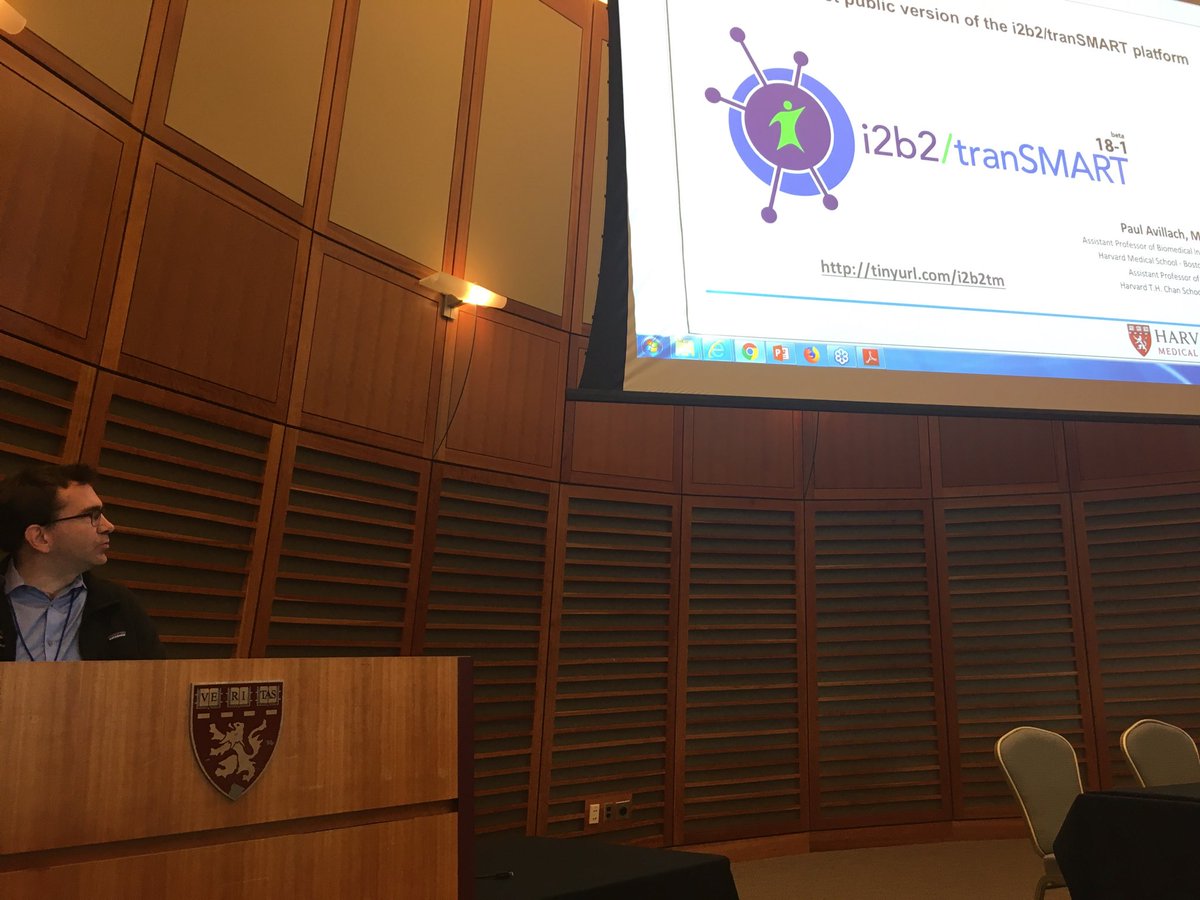 zakkohane's tweet photo. Announcement by ⁦@avillach⁩ of new integrated #i2b2/TranSMART platform and #opensource codebase https://t.co/dILT4KdRb1