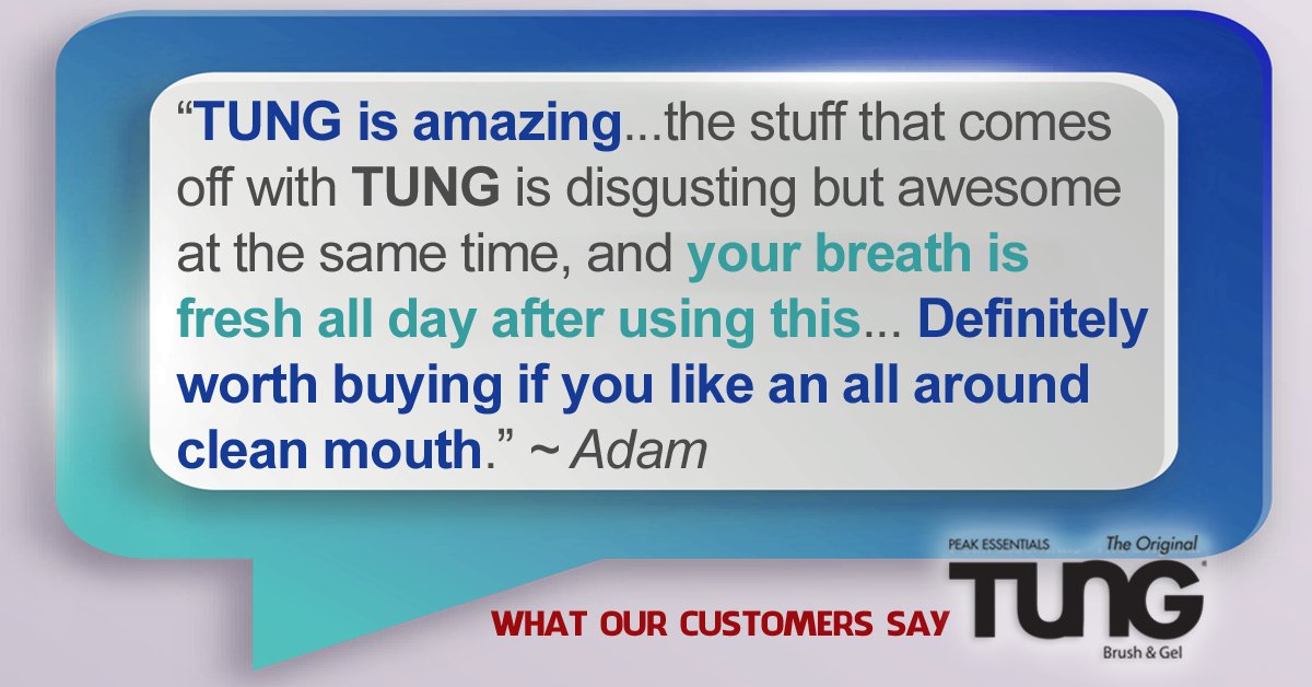 TUNGbrush's tweet photo. We love it when our customers share positive feedback! #WednesdayReview #TUNGBrush #BadBreath #Kisses #FreshBreath #Diabetes #10second #10SecondDifference #TBT #Baby https://t.co/pqlkY981QH
