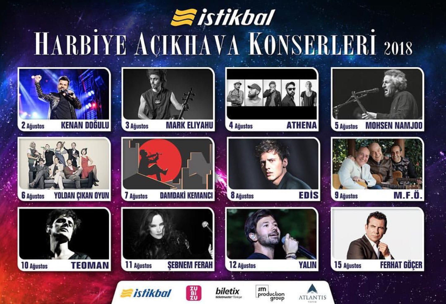 eurovision turkiye on twitter turkiye 2 15 agustos tarihleri arasi harbiye acikhava konserleri nde kenan dogulu athena ve mfo sahne alacak biletler biletix te https t co x1nczrztga