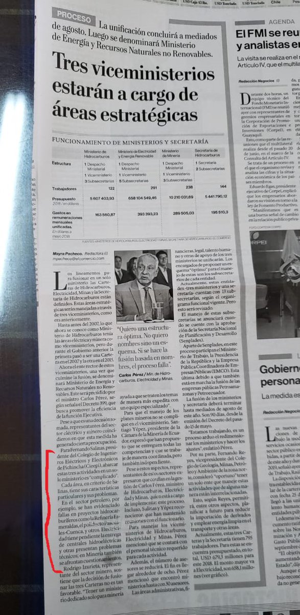 FernandoCIEEPI's tweet image. &quot;Abarcar estas tres actividades en un solo ministerio es &apos;complicado&apos;&quot;., opinó @LuisFerSalinas a @elcomerciocom de la fusión de las carteras de Hidrocarburos, Electricidad y Minas, en un solo MInisterio. elcomercio.com/actualidad/vic…
