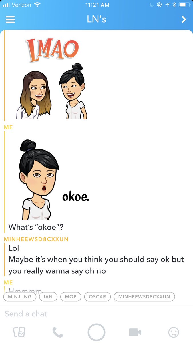 jeehyekimpak's tweet photo. @Snapchat what’s the meaning of “okoe?” https://t.co/vOQuMKkwHY