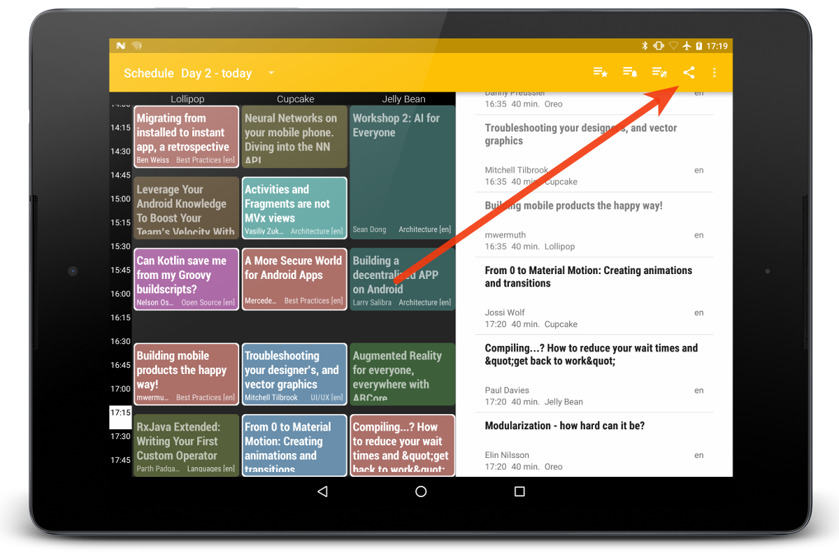 tbsprs's tweet photo. @droidconBerlin is over? 😢 Don't miss the share favorites feature in the Droidcon Berlin 2018 Schedule app. 🎁 https://t.co/OexML6eIKz Keep your selection to share with friends or to plan for watching the recordings. 📺 #dcberlin18 #droidconde #droidcon @Berlindroid https://t.co/xooO3OKqGD