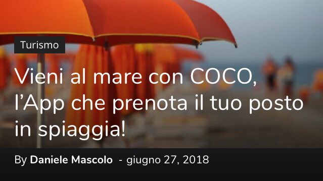 StarthinkMag's tweet photo. Al #mare con #COCO, l’#App che prenota il tuo posto in #spiaggia!  https://t.co/1XP34Ev84s #startup #business #innovazione #vacanze #estate #turismo #CocoApp https://t.co/3h6zMW2jau
