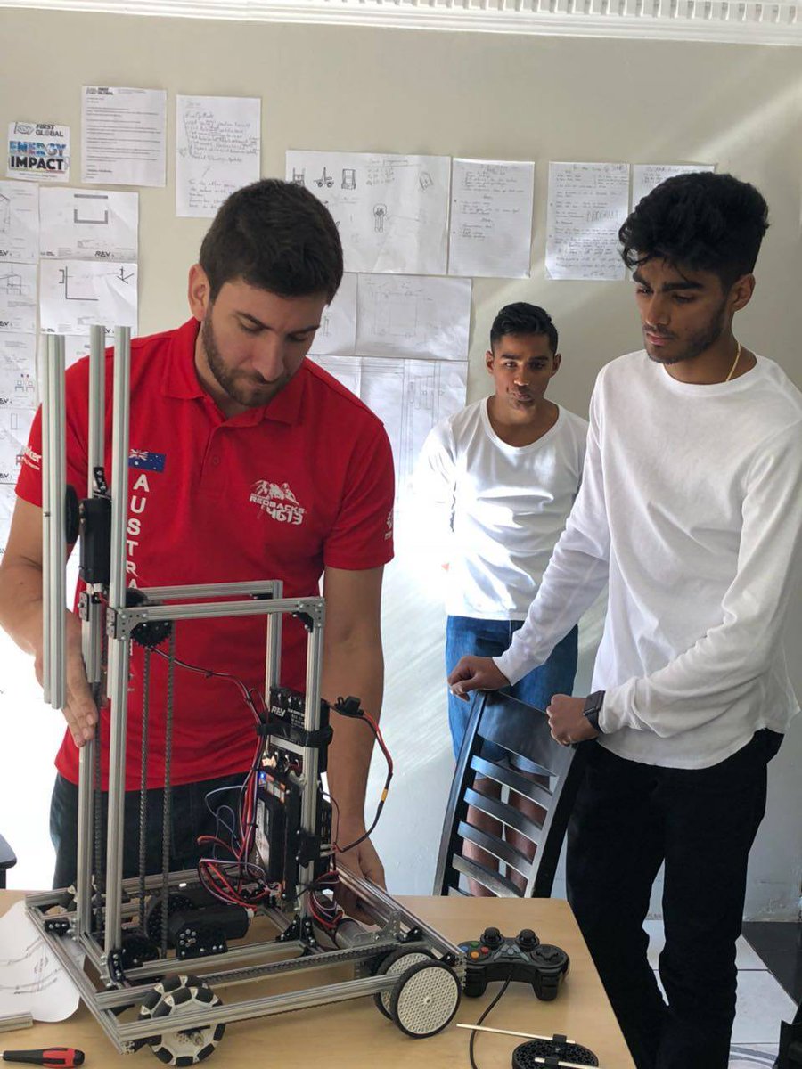 jasonenglishSA's tweet photo. Tx to team Australia for coming to visit the Springbots to give some much needed help and advice for the World Robotics Championship. .. the future world is one where all nations collaborate for the better of the world... #jasonenglishza #cgholdings #prommac #newage #springbots https://t.co/82oW9kHis6