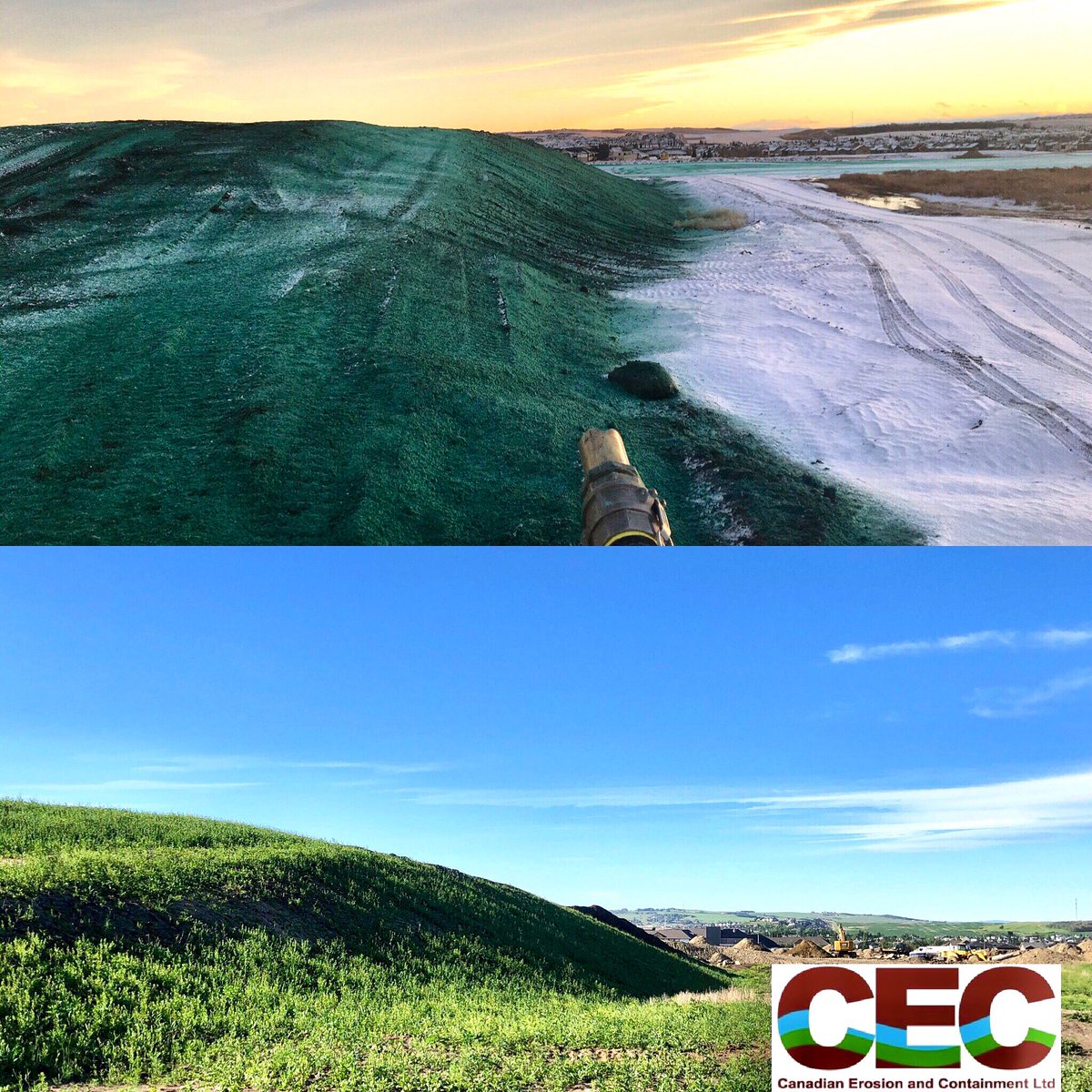 CEContainment's tweet photo. Project CEC just before Christmas 2017 #cecyyc #erosioncontrol #profileproducts #profilemulch #yycerosioncontrol #cecyyc #hydroseeding #hydromulching #finncorp https://t.co/TTaaJjsXe8
