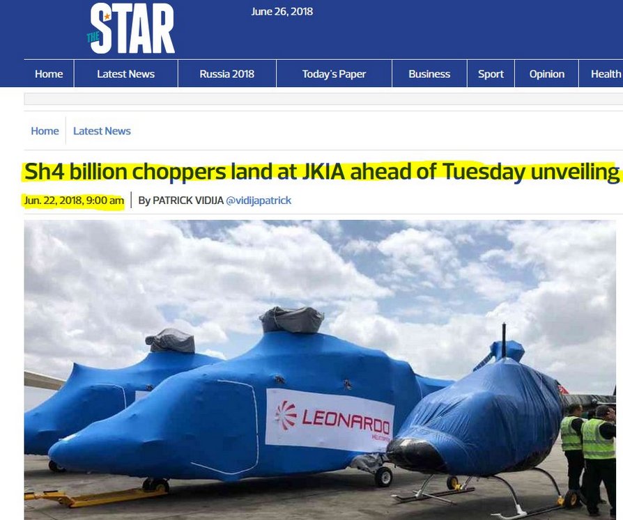 WakoraMustGo's tweet photo. There was a lot of HYPE by @NPSOfficial_KE when these choppers landed on Friday that they would be unveiled in a ceremony presided over by CS @FredMatiangi ,@InteriorKE &amp; @JBoinnet

Kenyans are waiting to see how our Sh 4 BILLION was spent!

#STOPTheseTHIEVES https://t.co/QwdgzxPu16