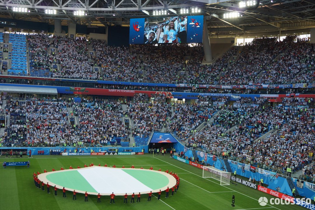 ColosseoEAS's tweet photo. We are bringing you an EXCLUSIVE pictures from the last night's #match at #ZenitArena in #StPetersburg, equipped with @ColosseoEAS giant #LED displays! #Nigeria vs. #Aregenina - 2:1, 2018 @FIFAWorldCup #football #soccer #russia2108 #WorldCup2018 #WorldCupRussia #Krestovsky https://t.co/pvst0WZNne