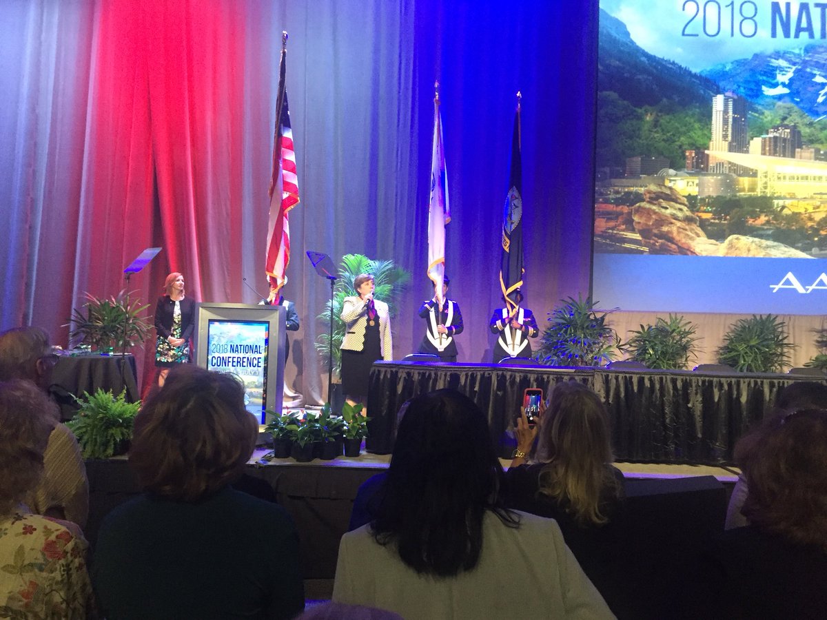 TheNPMom's tweet photo. A beautiful opening of #AANP18 with presentation of flags and of course @NPCindyCooke singing the National Anthem... https://t.co/u2QwBx3mec