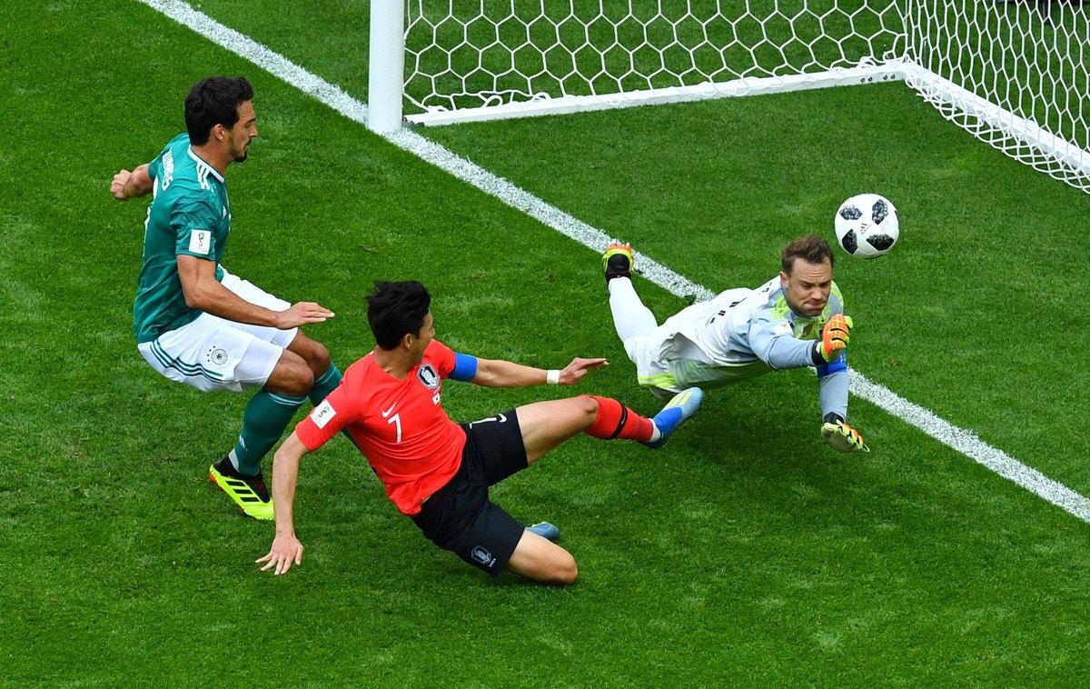 kjsceskream's tweet photo. Hearts stop beating and colors lose their  hue. Munich is flooded with tears and even the cries in Hamburg can be heard, as we witness #SouthKorea knocking out the defending champions #Germany in a nail-biting thriller.
#GermanyvsSouthKorea  #worldcup #WorldCup2018 https://t.co/iLRRqt65S9
