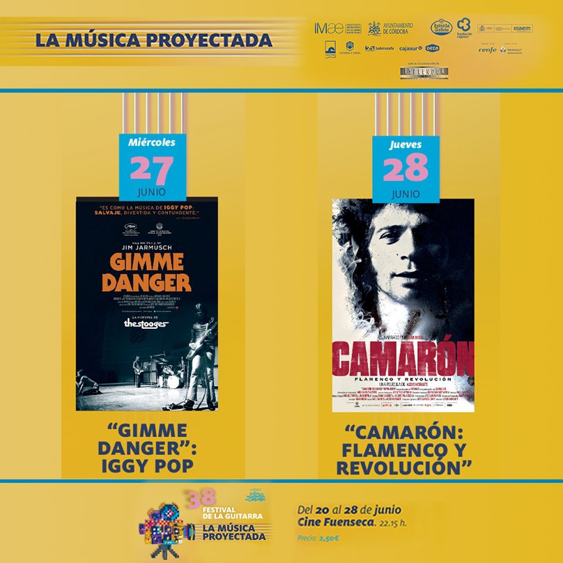 IMAECordoba's tweet photo. Esta noche el #CineFuenseca proyecta el documental "Gimme Danger", dentro del ciclo de cine "La música proyectada". ¡No te pierdas este aperitivo del Festival de la Guitarra! Hoy a las 22.15h, por un precio muy especial, sólo 2,50€.
#FestivalGuitarraCórdoba #Guitarra2018 https://t.co/NGJthxAvKN
