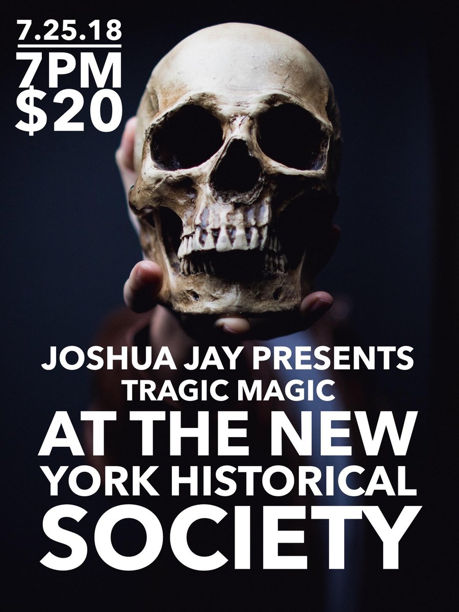 joshuajaymagic's tweet image. I&apos;ll be presenting my Tragic Magic presentation at New York Historical Society on July 25th. I&apos;ll be speaking on all the magicians, spectators, and assistants who have been killed in the line of magic. They&apos;re featuring treasures from David Copperfield&apos;s collection. Honored!