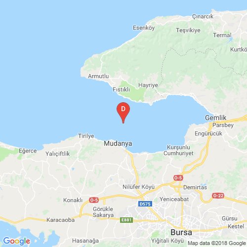 #deprem # #
2018.06.27 19:22:27 
GEMLIK KORFEZI (MARMARA DENIZI)
Büyüklük : 2.0
