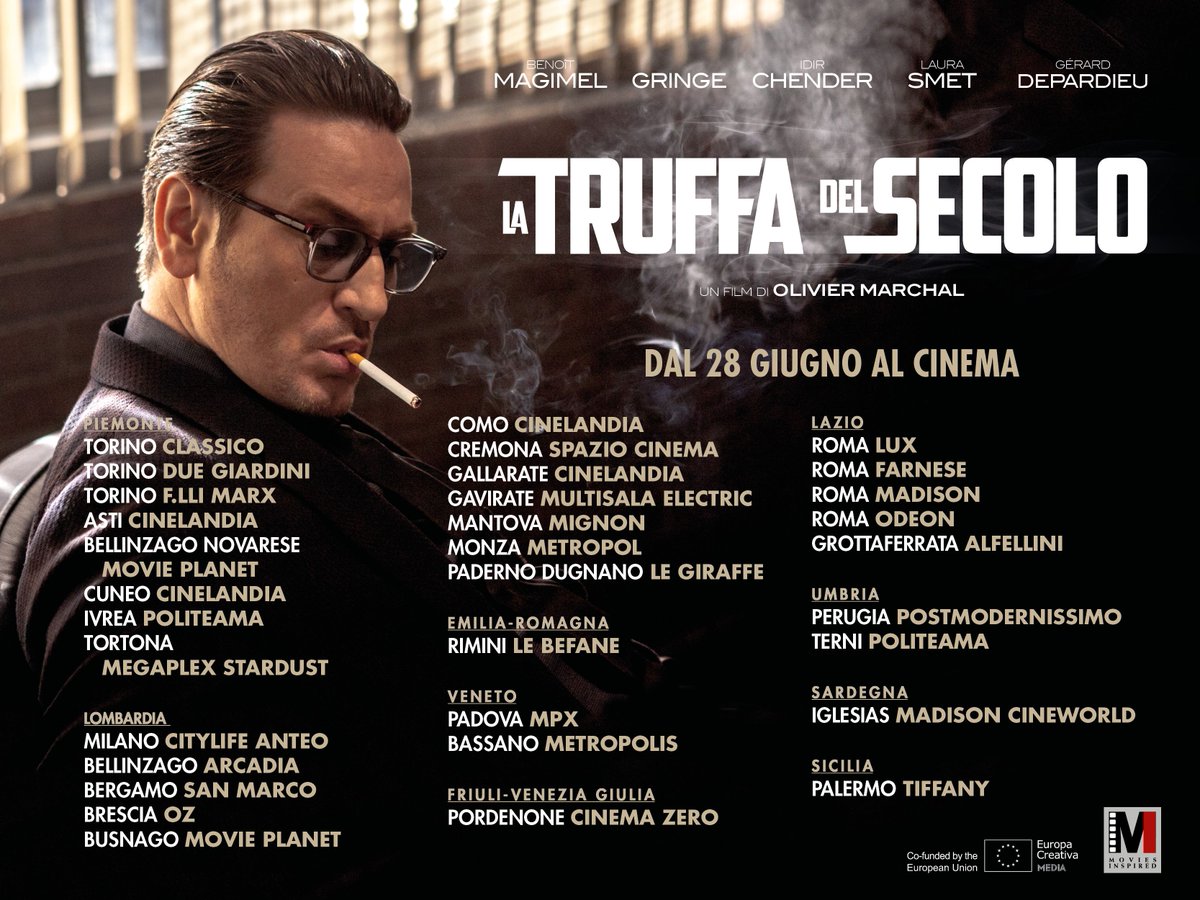da Giovedì 28 Giugno al #cinema 
LA TRUFFA DEL SECOLO di #oliviermarchal