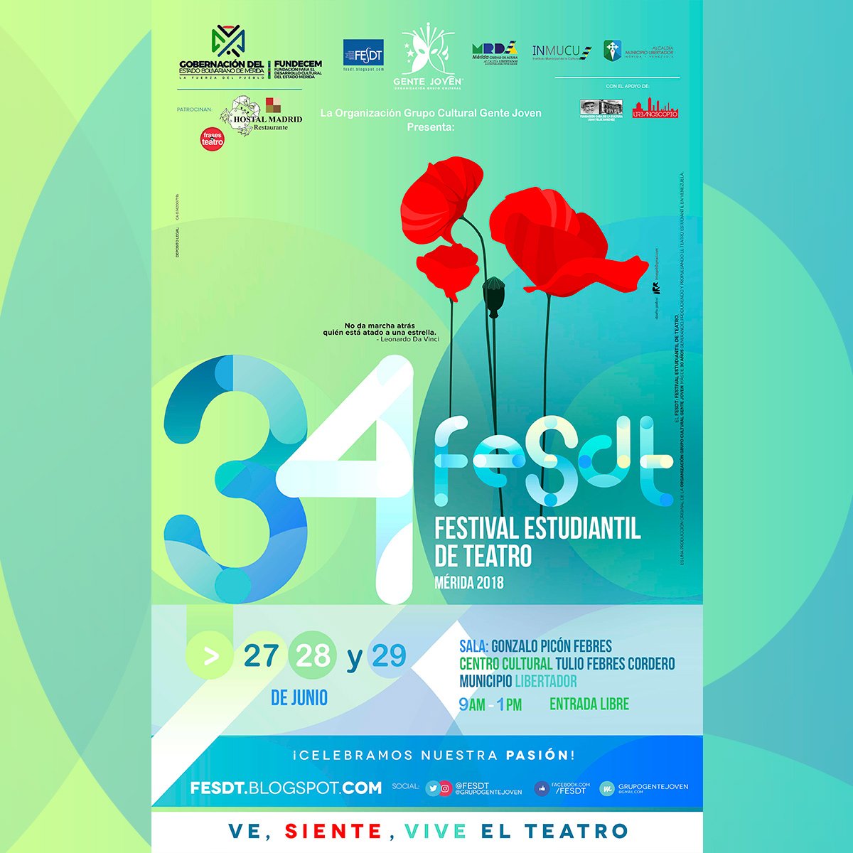 FESDT's tweet photo. Un verdadero gusto presentarles el @FESDT 34 en #Merida, Junio de 2018. Estaremos en El Centro Cultural "Tulio Febres Cordero" Hoy 27, 28 y 29 desde las 9AM. La entrada es libre, ¡Bienvenidos a la Fiesta del #TEATRO en nuestra Ciudad! https://t.co/AfN9TMJIad